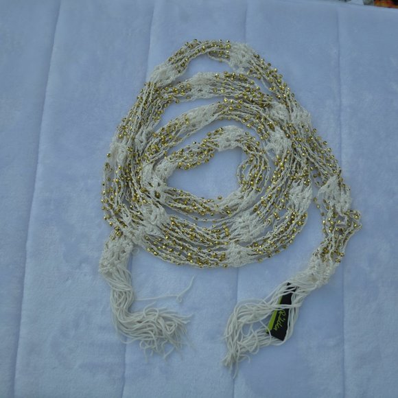 Shawl Scarf Waist Belt 4 colors X $12 Gold -Tone Beaded Skinny Fishnet fashion - Picture 6 of 7